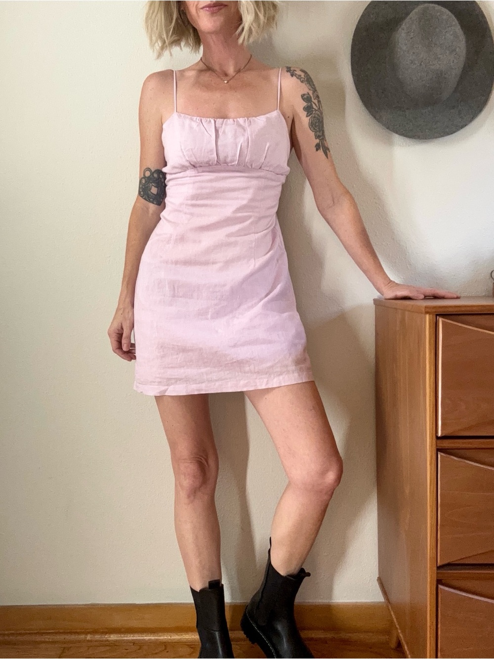NIA Pastel Pink Babydoll Mini Dress Medium Soft Grunge Y2K Coquette Balletcore